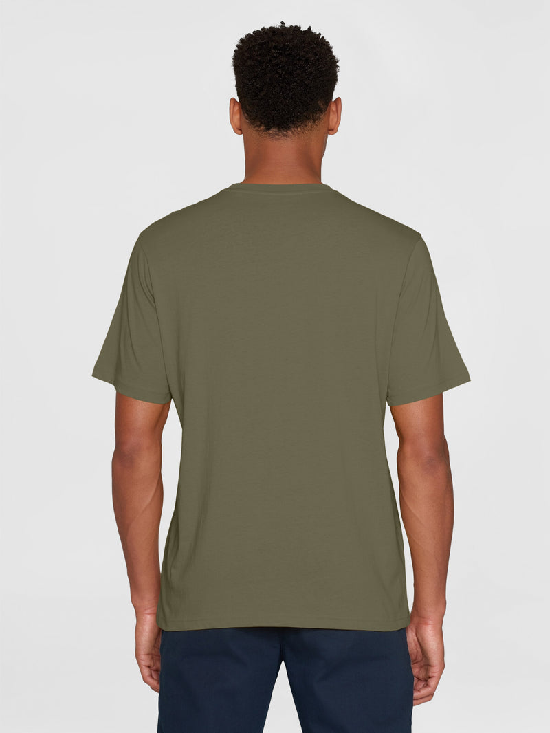 KnowledgeCotton Apparel - MEN Front print t-shirt T-shirts 1068 Burned Olive