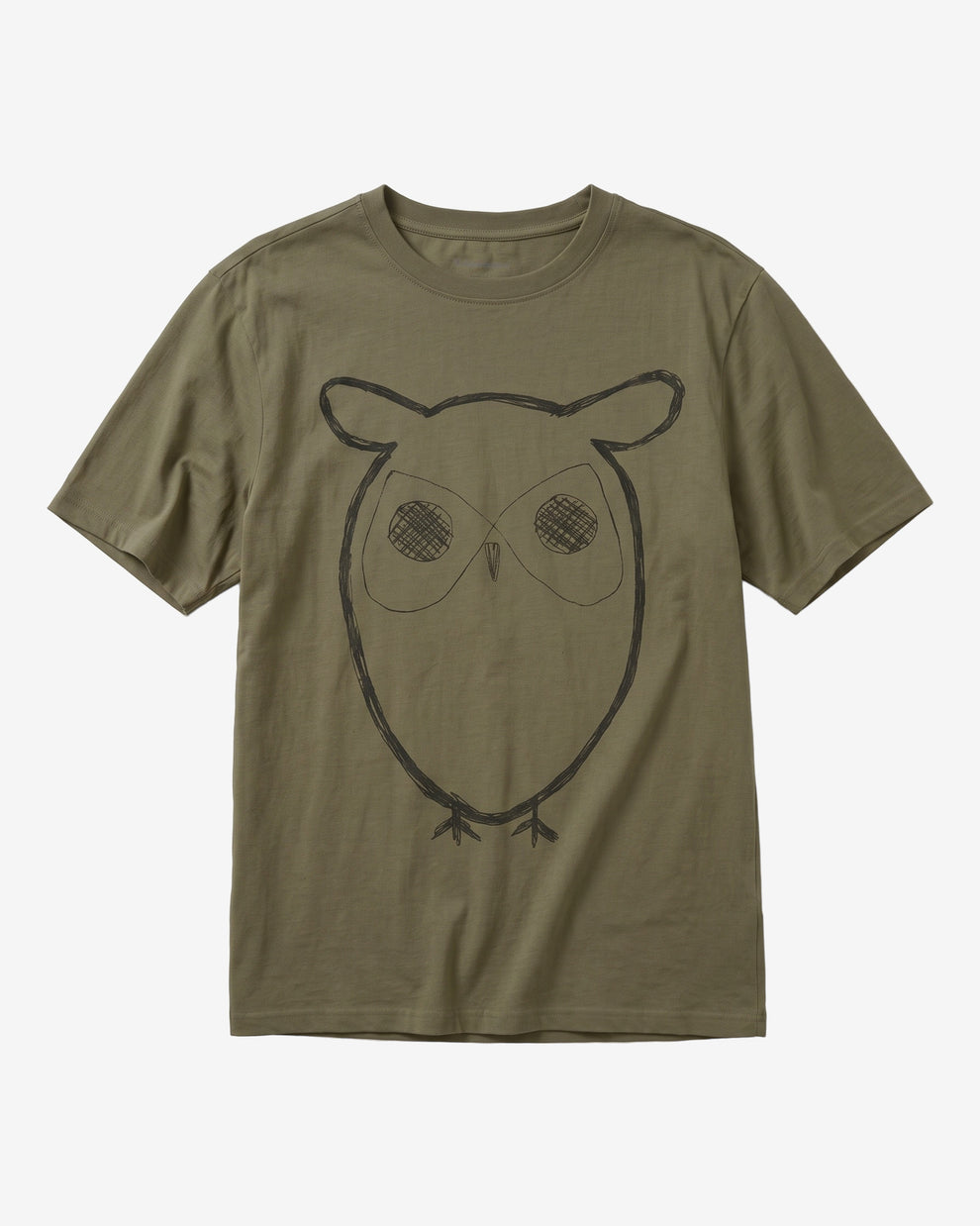 KnowledgeCotton Apparel - MEN Front print t-shirt T-shirts 1068 Burned Olive