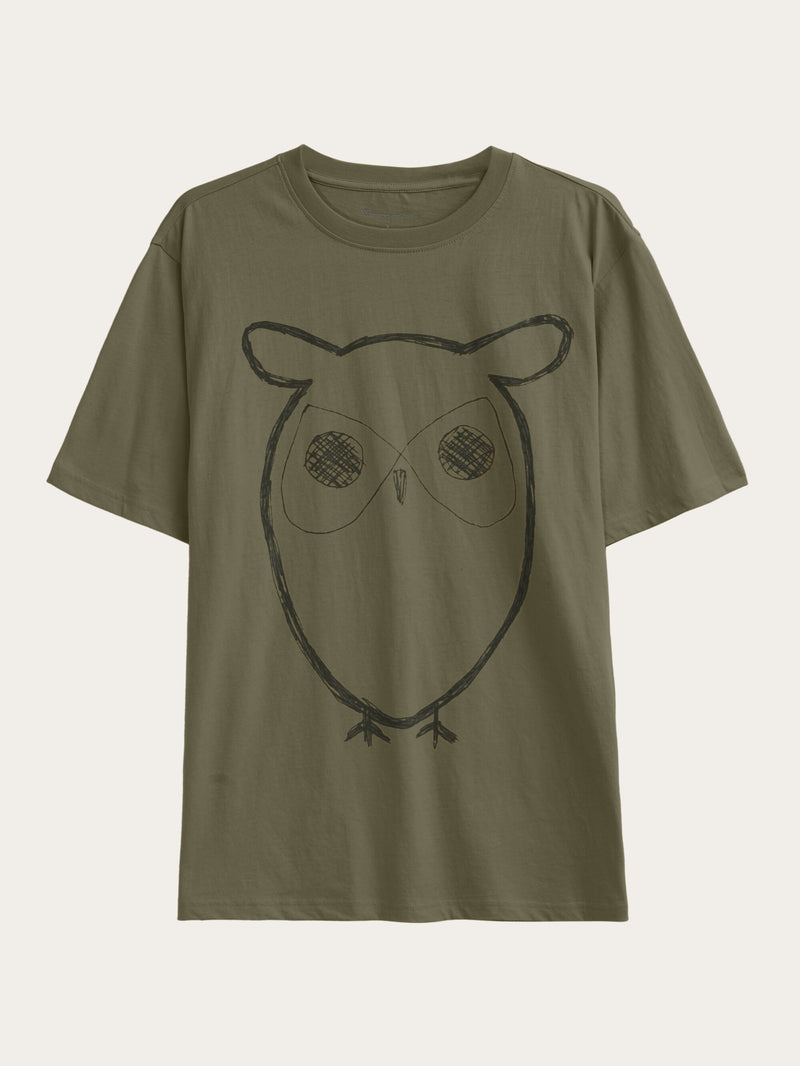 KnowledgeCotton Apparel - MEN Front print t-shirt T-shirts 1068 Burned Olive
