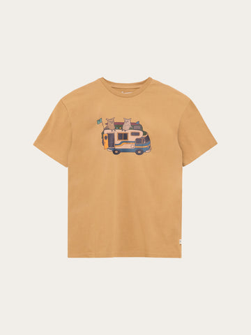 KnowledgeCotton Apparel - MEN Front print t-shirt T-shirts 1336 Kelp melange