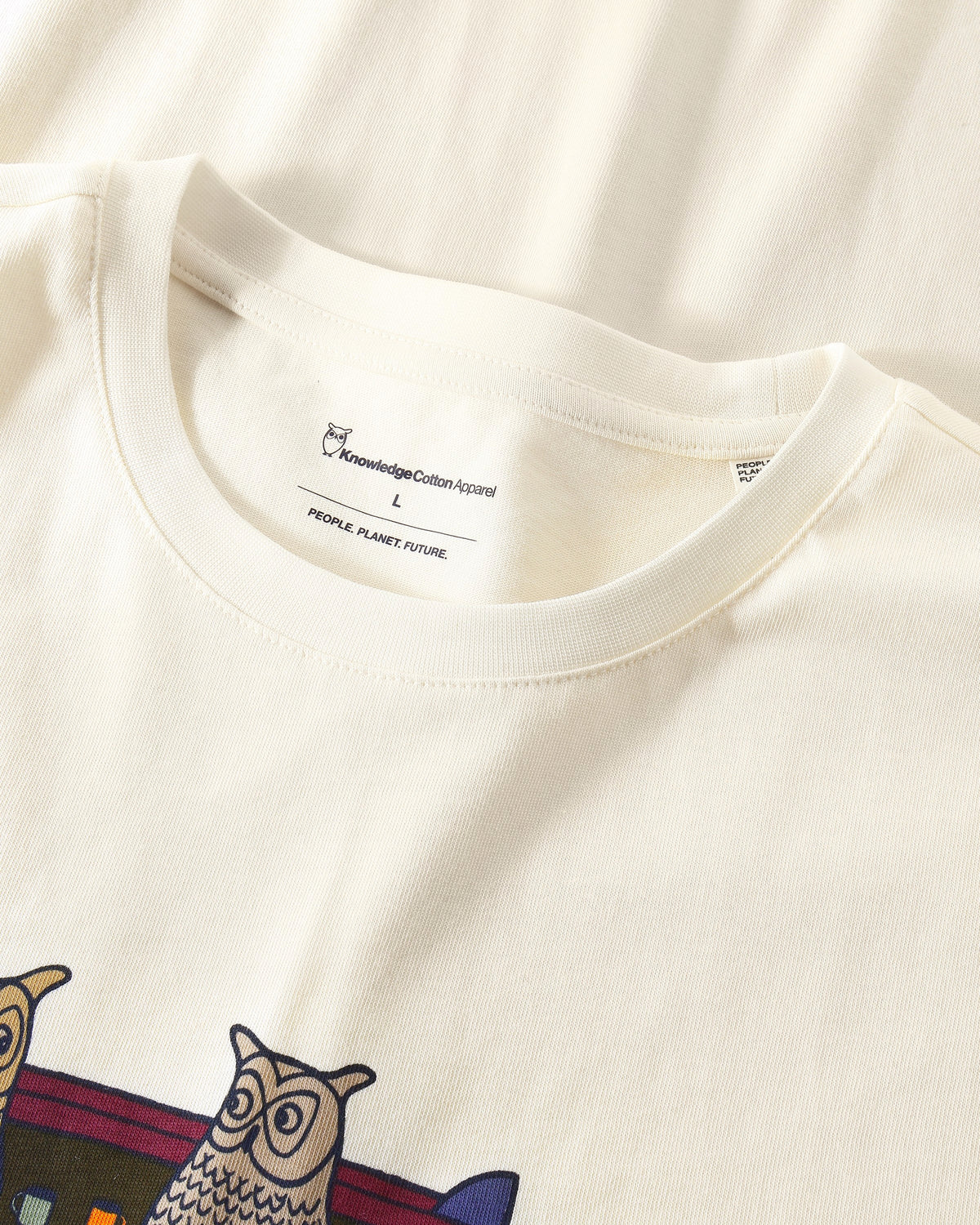 KnowledgeCotton Apparel - MEN Front print t-shirt T-shirts 1387 Egret