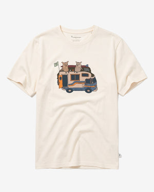 KnowledgeCotton Apparel - MEN Front print t-shirt T-shirts 1387 Egret