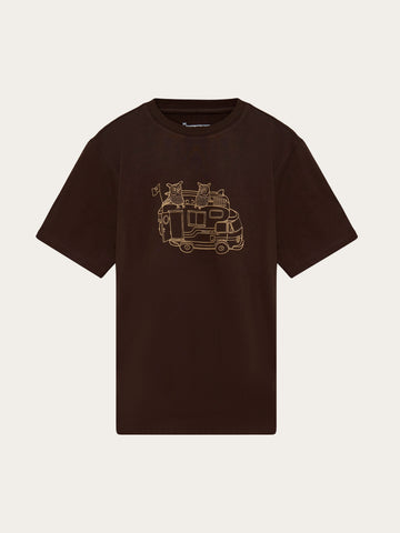 KnowledgeCotton Apparel - MEN Front print t-shirt T-shirts 1487 Chocolate Torte