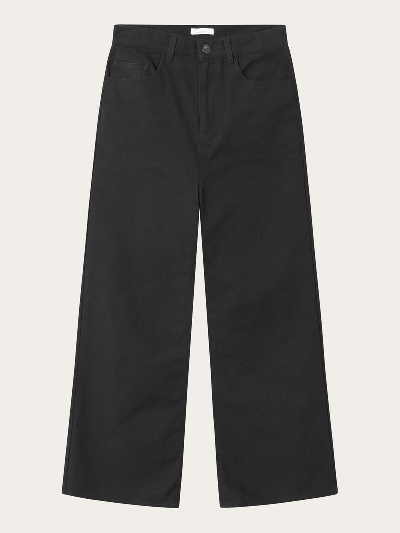 KnowledgeCotton Apparel - WMN GALE straight mid-rise canvas 5-pocket pants Pants 1300 Black Jet