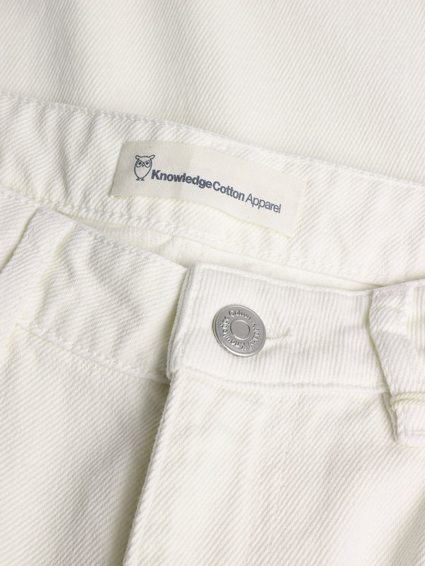 KnowledgeCotton Apparel - WMN GALE straight mid-rise raw twill 5-pocket pants - GOTS/Vegan Pants 1387 Egret