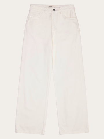KnowledgeCotton Apparel - WMN Gale regular twill pants Pants 1387 Egret