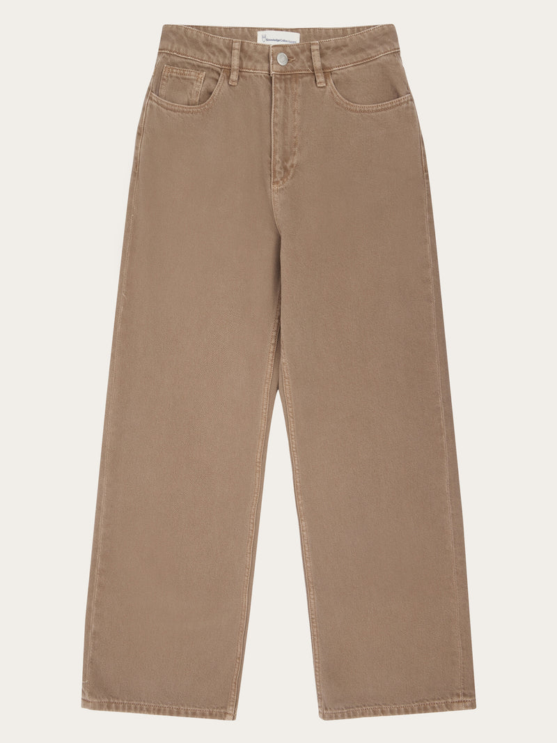 KnowledgeCotton Apparel - WMN GALE straight mid-rise raw twill 5-pocket pants - GOTS/Vegan Pants 1441 Tiramisu