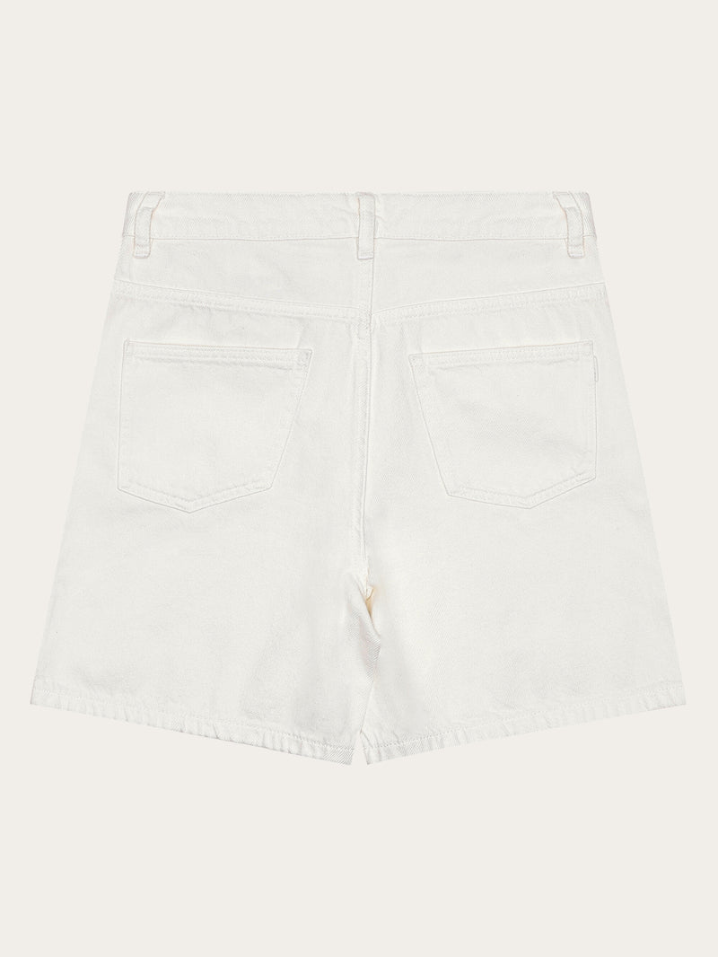 KnowledgeCotton Apparel - WMN GALE straight mid-rise twill 5-pocket shorts - GOTS/Vegan Shorts 1387 Egret
