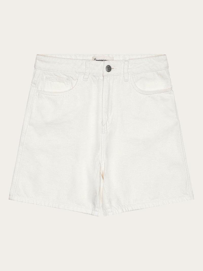 KnowledgeCotton Apparel - WMN GALE straight mid-rise twill 5-pocket shorts - GOTS/Vegan Shorts 1387 Egret