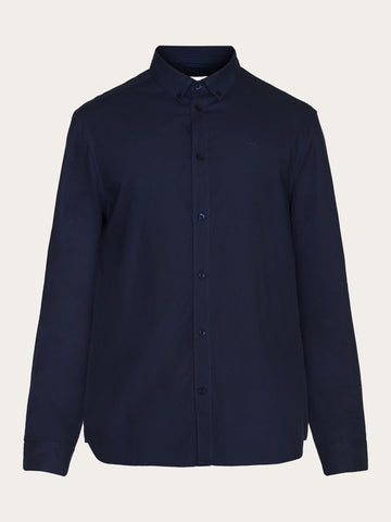 KnowledgeCotton Apparel - MEN Harald Small Owl Oxford Regular Fit Shirt - GOTS/Vegan Shirts 1001 Total Eclipse