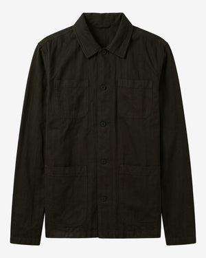 KnowledgeCotton Apparel - MEN Herringbone overshirt Overshirts 1090 Forest Night