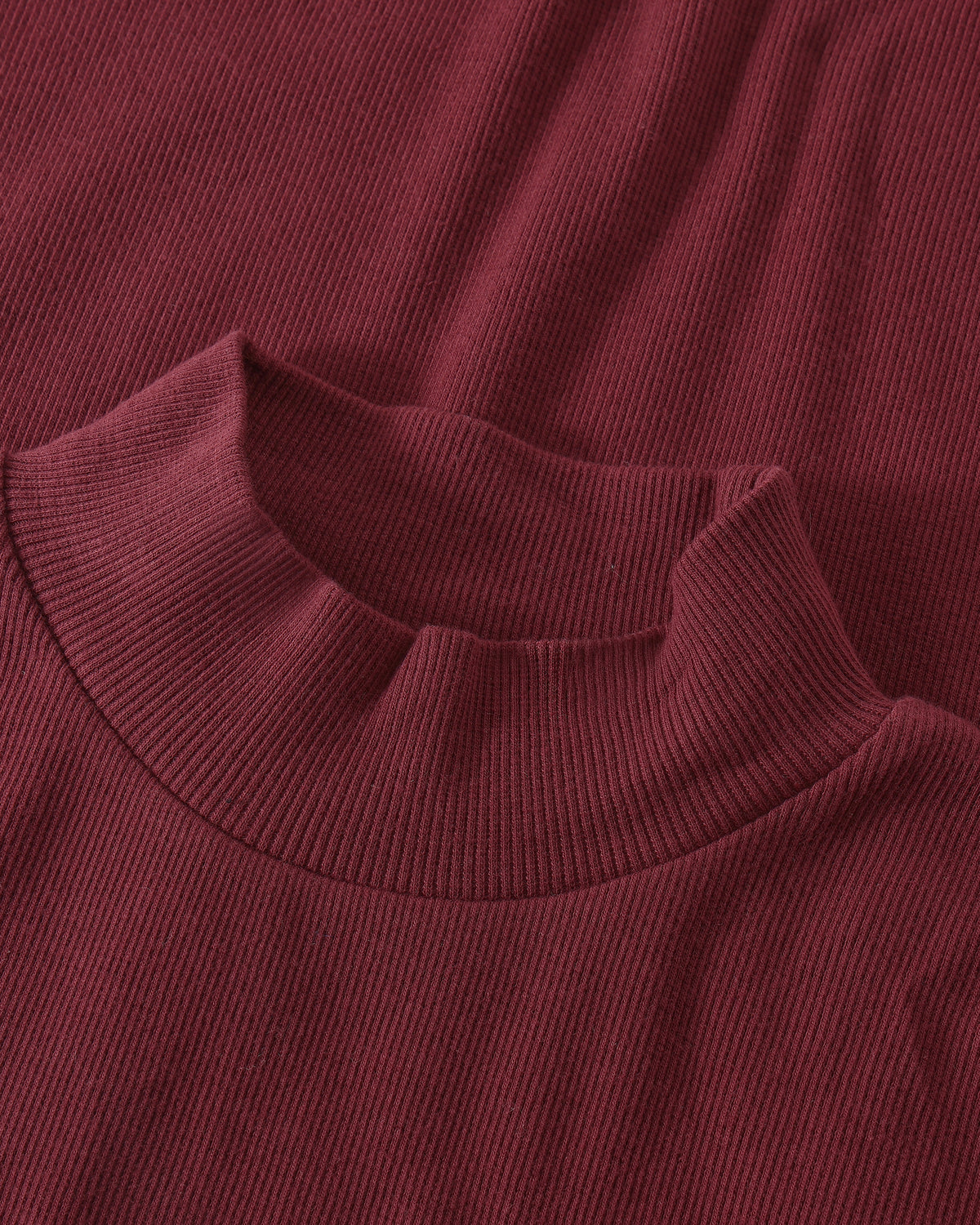 KnowledgeCotton Apparel - WMN High neck rib top T-shirts 1500 Burgundy
