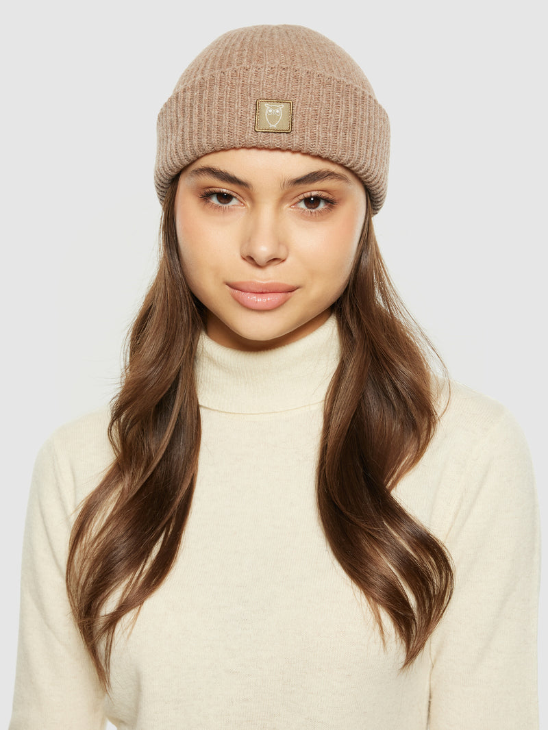 KnowledgeCotton Apparel - UNI High wool beanie Hats 1336 Kelp melange