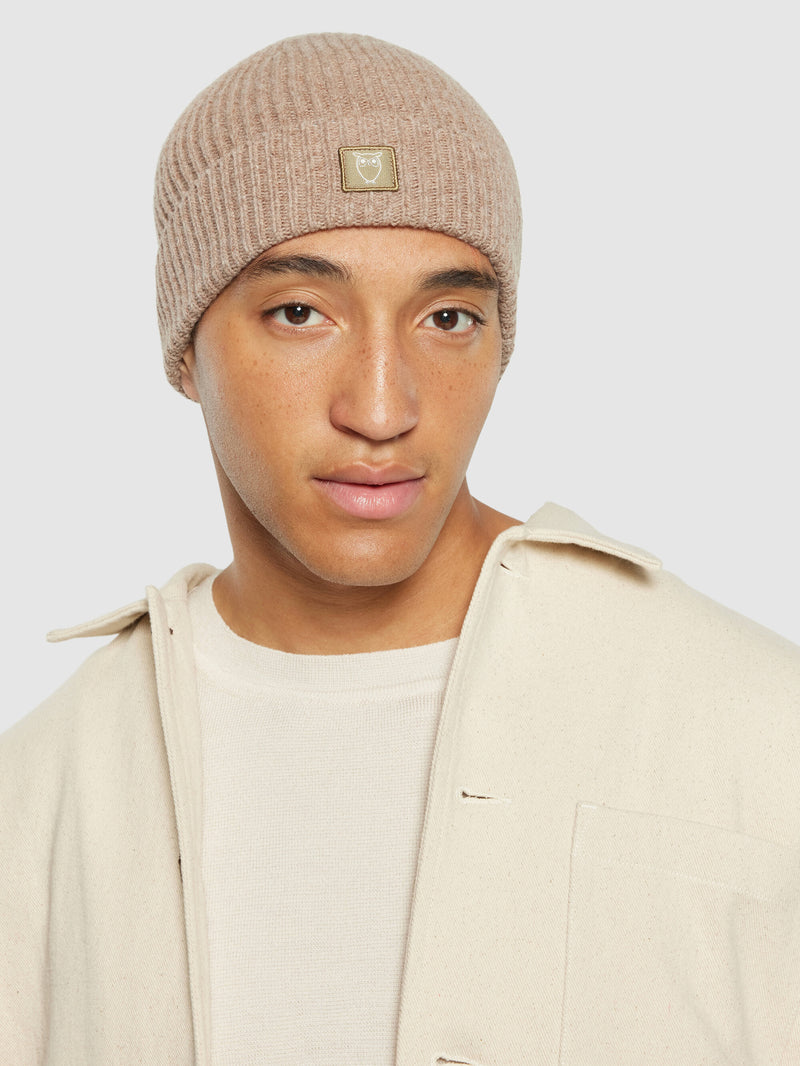 KnowledgeCotton Apparel - UNI High wool beanie Hats 1336 Kelp melange