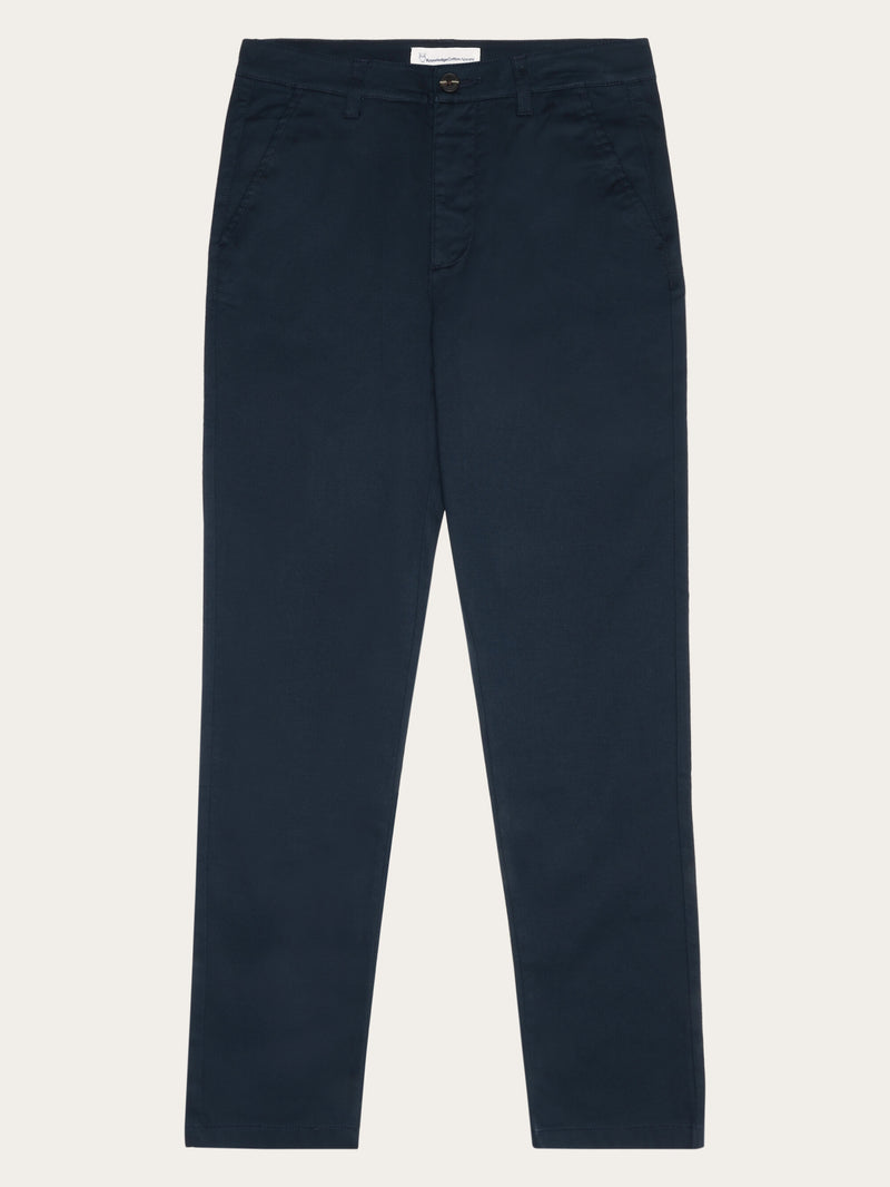 KnowledgeCotton Apparel - WMN IRIS mom mid-rise canvas pique chino - GOTS/Vegan Pants 1001 Total Eclipse
