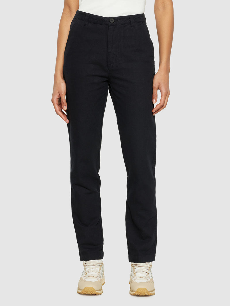 KnowledgeCotton Apparel - WMN IRIS mom mid-rise chino Pants 1300 Black Jet