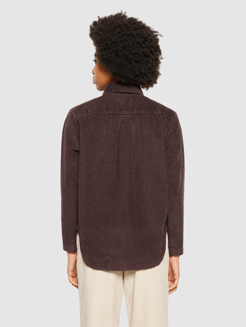 KnowledgeCotton Apparel - WMN Irregular corduroy overshirt- GOTS/Vegan Overshirts 1394 Chocolate Plum