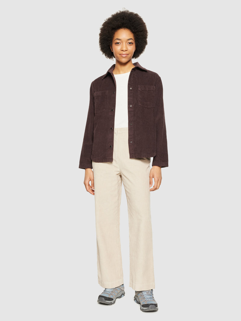 KnowledgeCotton Apparel - WMN Irregular corduroy overshirt- GOTS/Vegan Overshirts 1394 Chocolate Plum