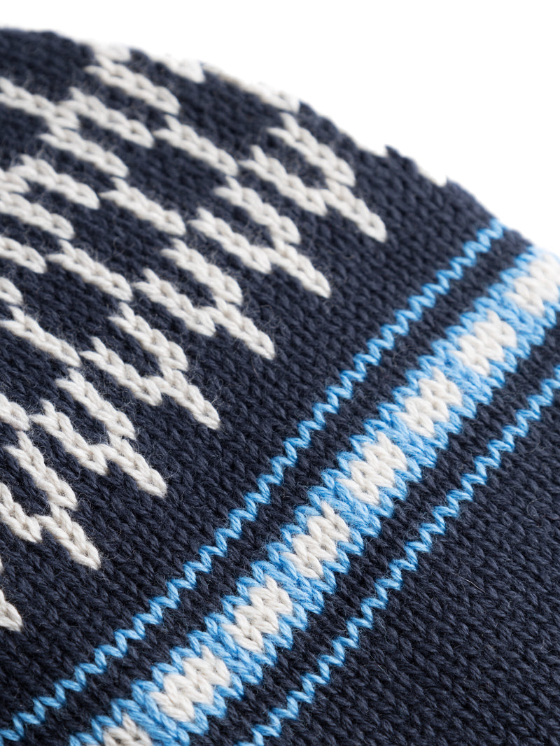 KnowledgeCotton Apparel - YOUNG Kids Jacquard knit beanie Hats 8021 Blue stripe