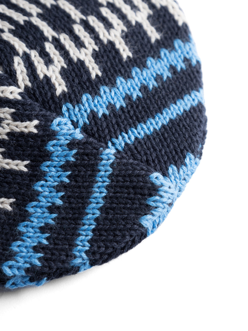 KnowledgeCotton Apparel - YOUNG Kids Jacquard knit beanie Hats 8021 Blue stripe