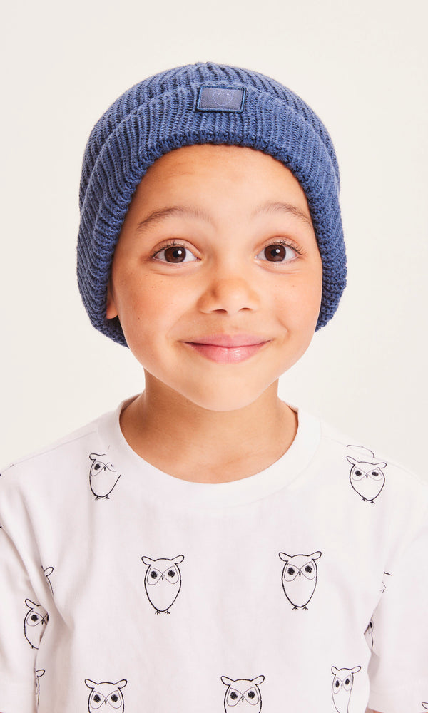 KnowledgeCotton Apparel - YOUNG Kids ribbing hat Hats 1188 Dark Denim