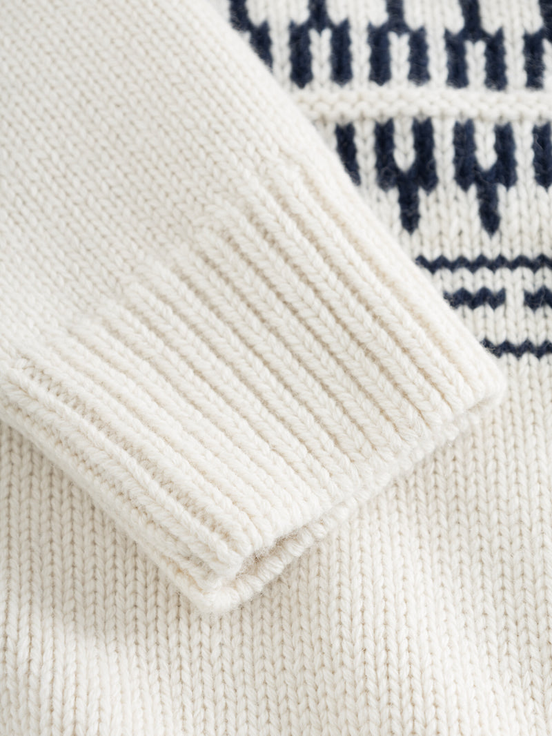 KnowledgeCotton Apparel - MEN Knitted pattern roll neck Knits 8030 Beige stripe