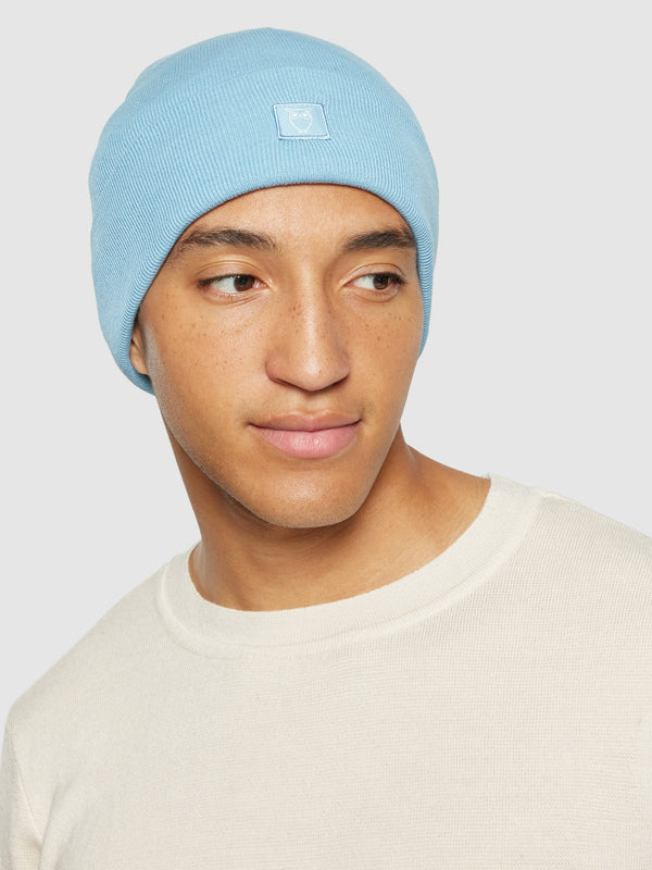 KnowledgeCotton Apparel - UNI Knitted rib beanie Hats 1463 Glacier Lake