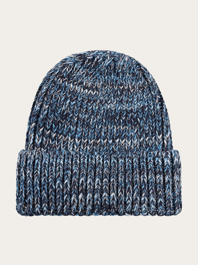 KnowledgeCotton Apparel - MEN Knitted rib hat Hats 9921 Blue AOP