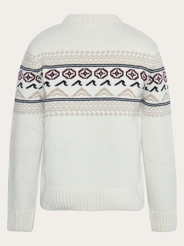 KnowledgeCotton Apparel - MEN Lambswool Crew Neck Knit RWS Knits 1387 Egret