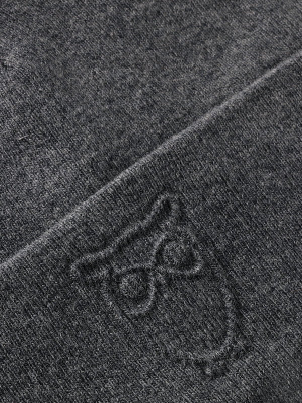 KnowledgeCotton Apparel - UNI Lambswool Logo Embossed Beanie RWS Hats 1073 Dark Grey Melange