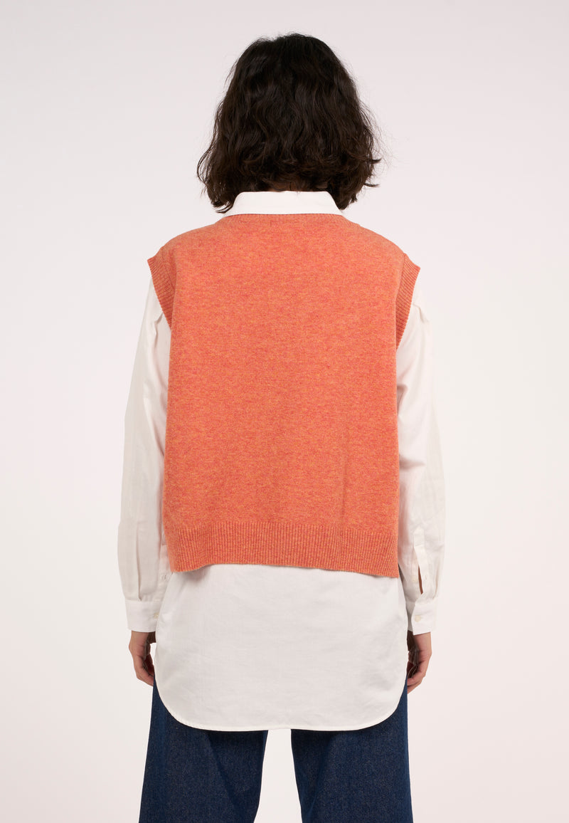 KnowledgeCotton Apparel - WMN Lambswool Vest Knits 1367 Autumn Leaf