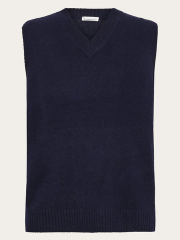 KnowledgeCotton Apparel - MEN Lambswool Vest Knit RWS Knits 1001 Total Eclipse