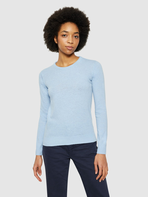 KnowledgeCotton Apparel - WMN Lambswool crew neck Knits 1322 Asley Blue