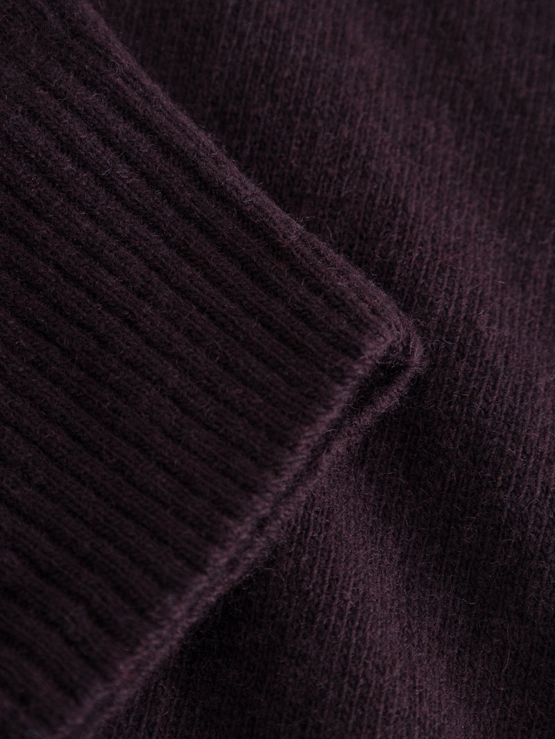 KnowledgeCotton Apparel - WMN Lambswool crew neck Knits 1394 Chocolate Plum