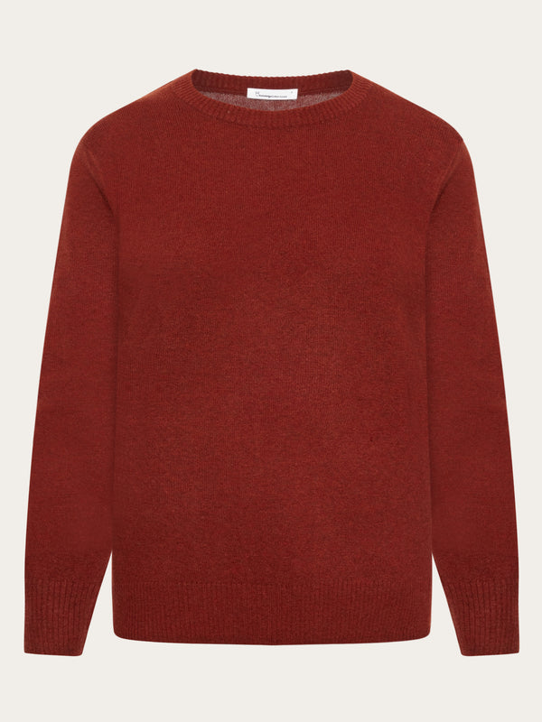 KnowledgeCotton Apparel - WMN Lambswool crew neck Knits 1478 Fired Brick