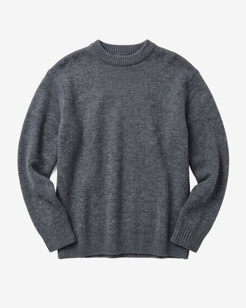 KnowledgeCotton Apparel - WMN Lambswool crew neck sweater Knits 1073 Dark Grey Melange