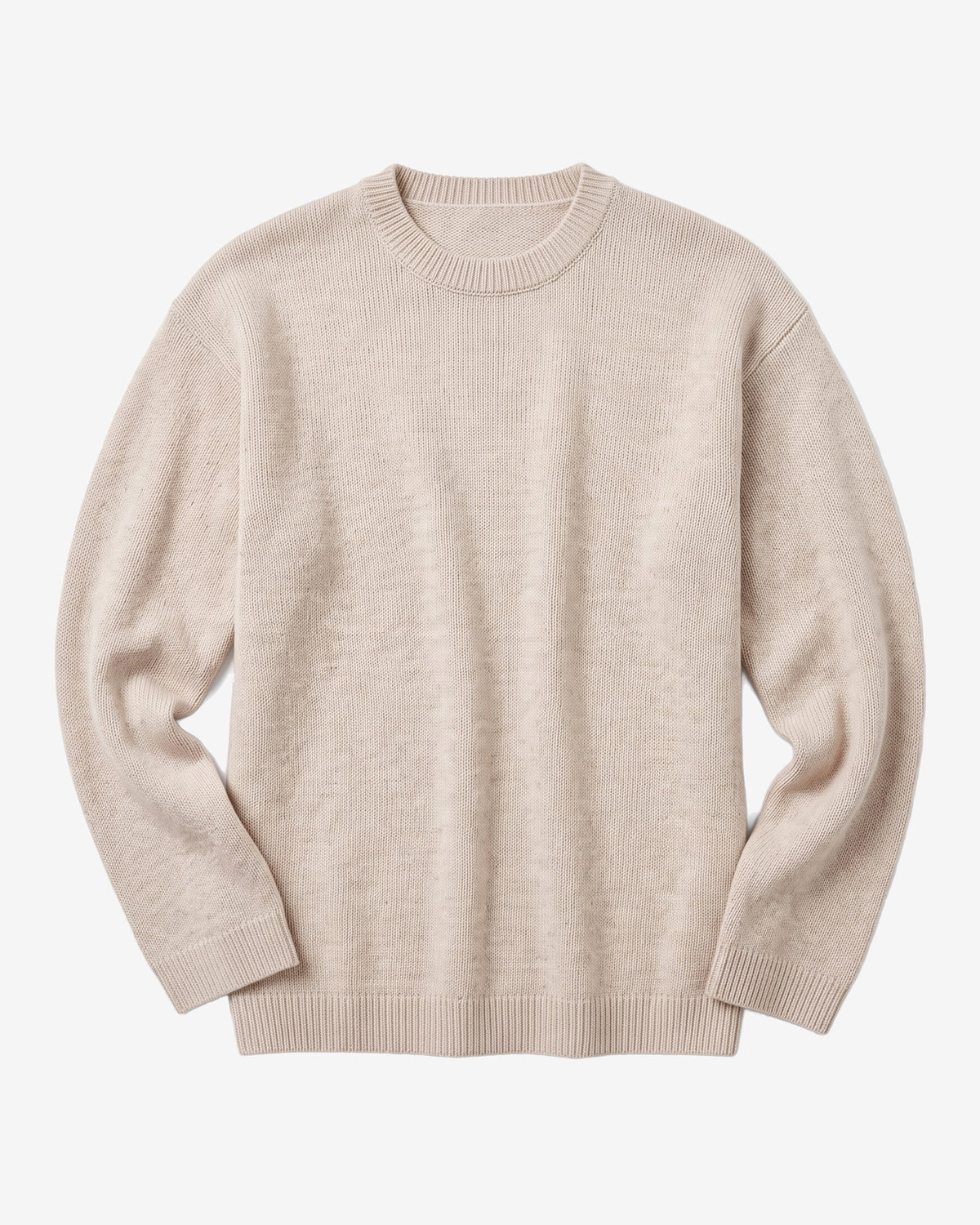 KnowledgeCotton Apparel - WMN Lambswool crew neck sweater Knits 1074 Nature Melange