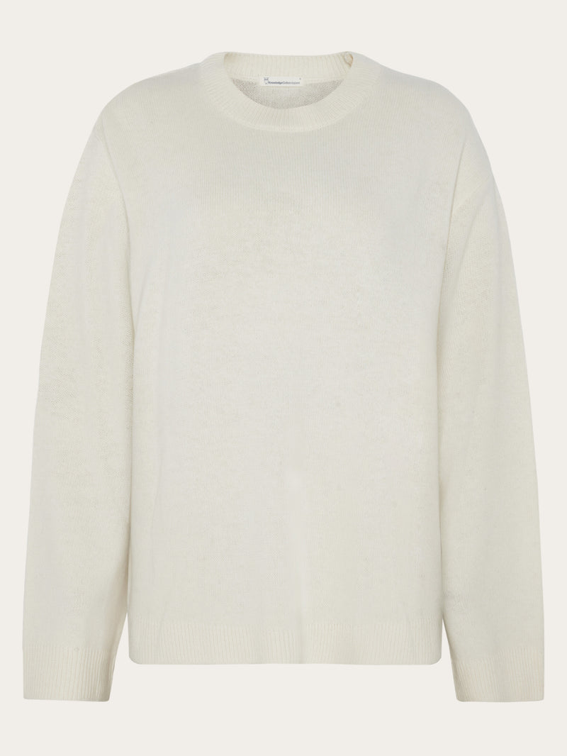KnowledgeCotton Apparel - WMN Lambswool crew neck sweater Knits 1387 Egret