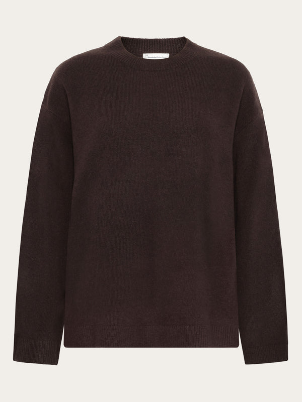 KnowledgeCotton Apparel - WMN Lambswool crew neck sweater Knits 1487 Chocolate Torte