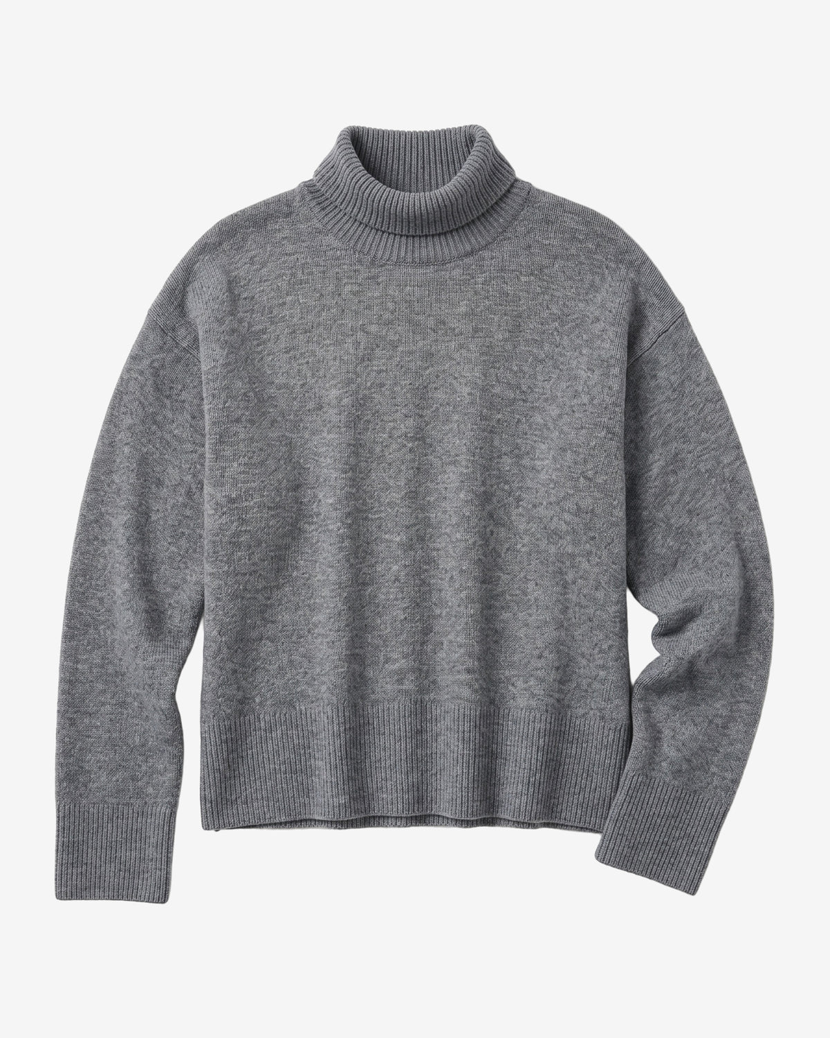 KnowledgeCotton Apparel - WMN Lambswool high neck sweater Knits 1073 Dark Grey Melange