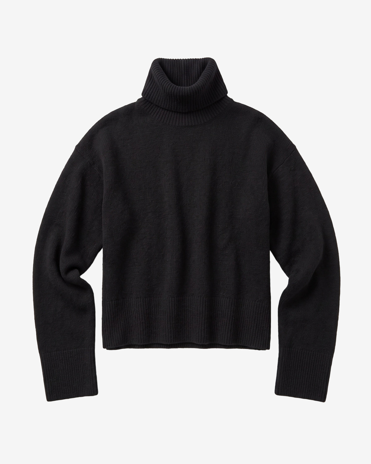 KnowledgeCotton Apparel - WMN Lambswool high neck sweater Knits 1300 Black Jet