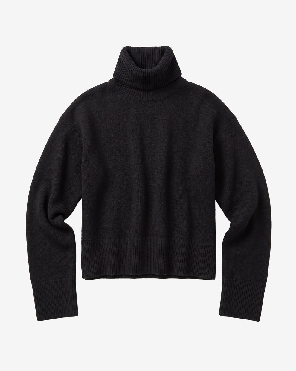 KnowledgeCotton Apparel - WMN Lambswool high neck sweater Knits 1300 Black Jet