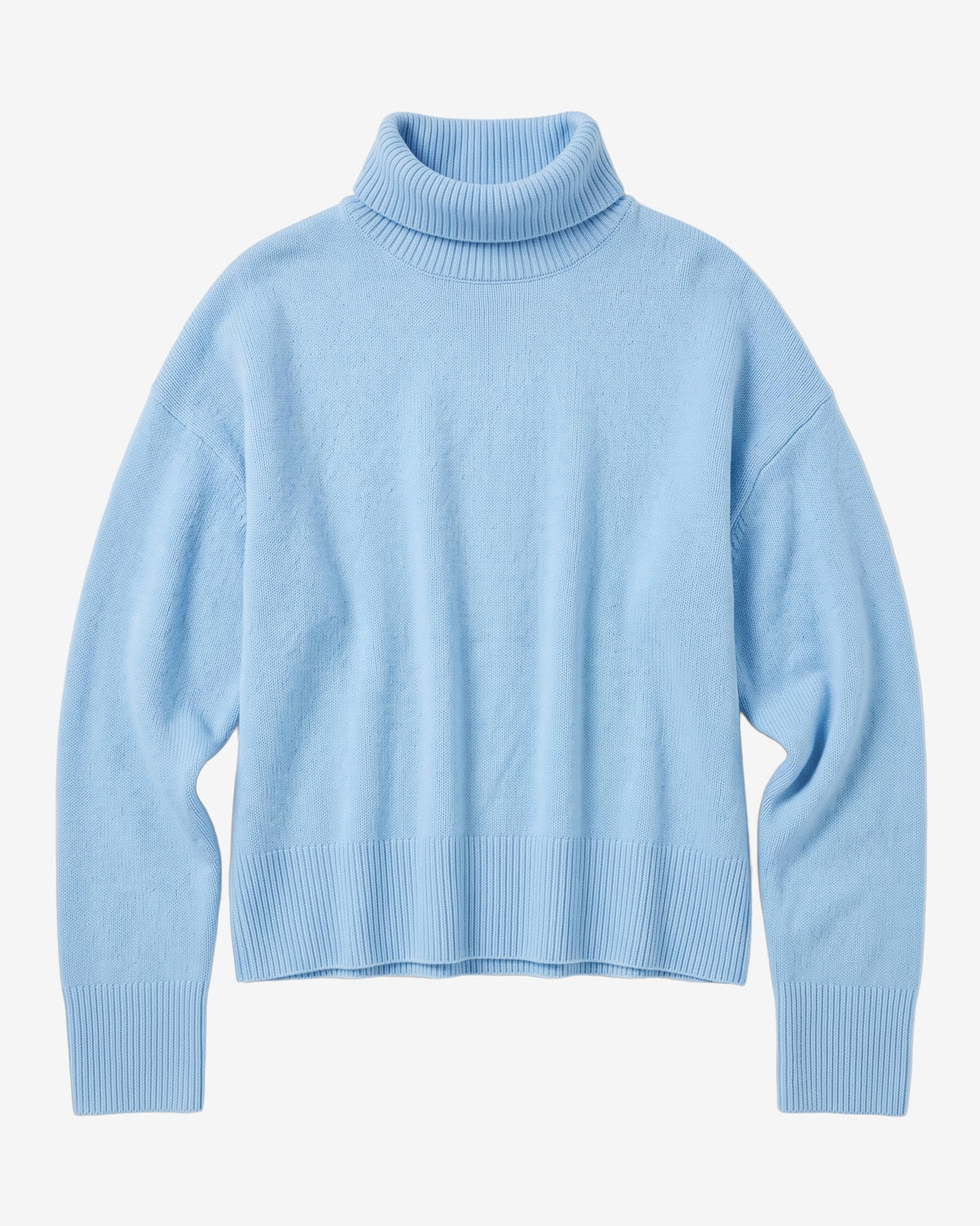KnowledgeCotton Apparel - WMN Lambswool high neck sweater Knits 1322 Asley Blue