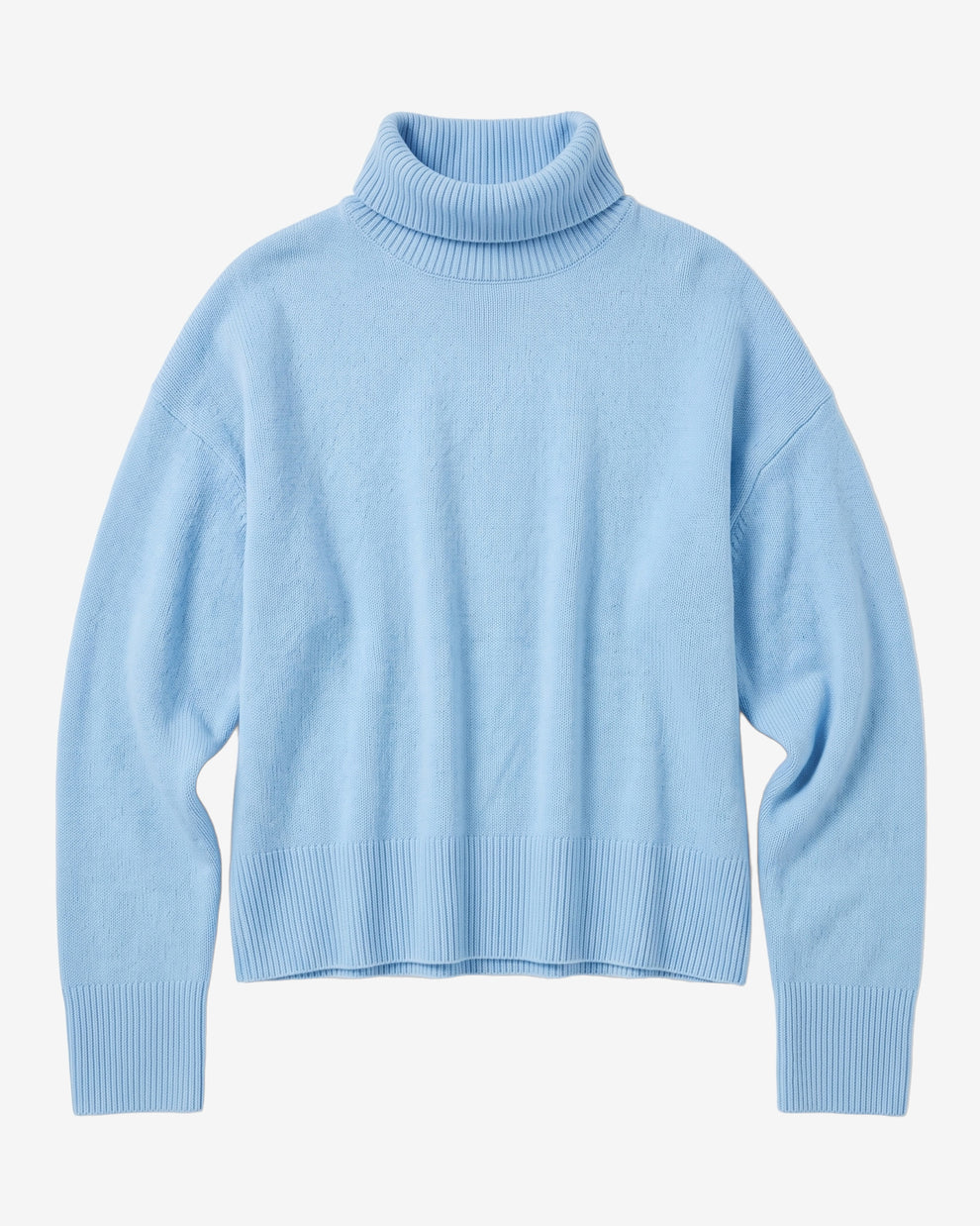 KnowledgeCotton Apparel - WMN Lambswool high neck sweater Knits 1322 Asley Blue