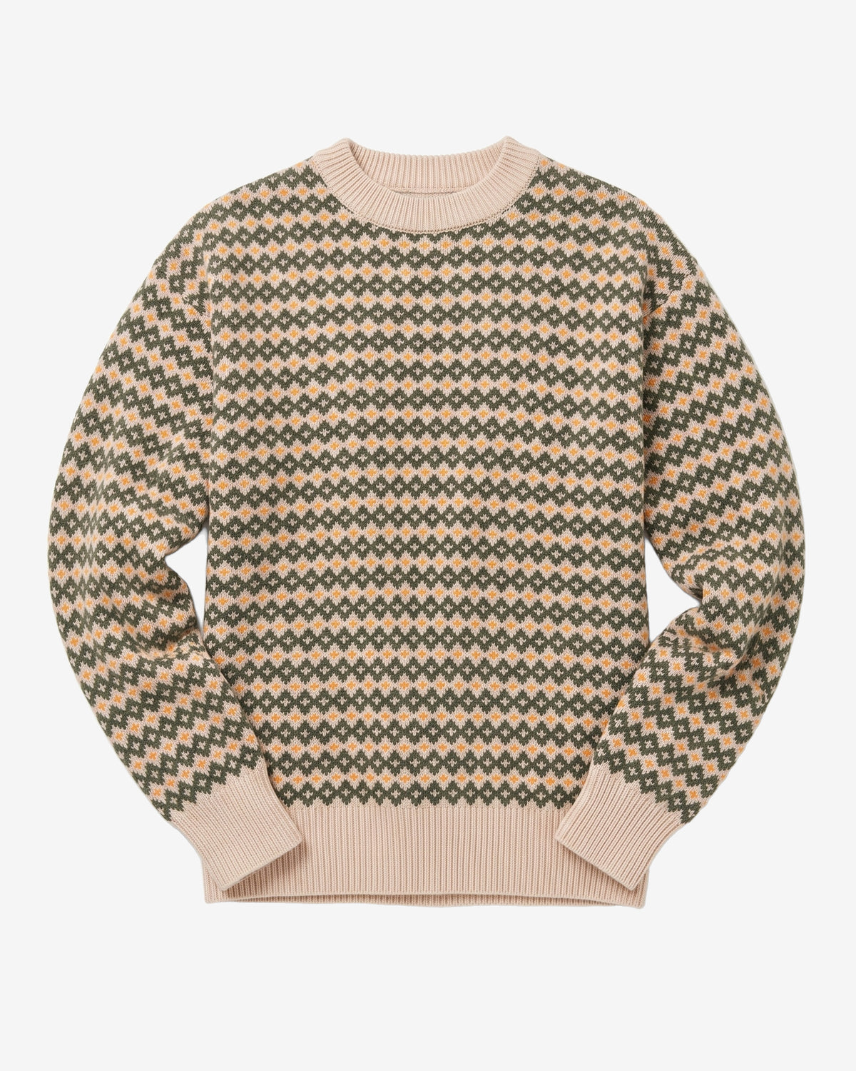 KnowledgeCotton Apparel - MEN Lambswool jacquard sweater Knits 9923 Green