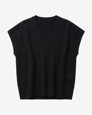 KnowledgeCotton Apparel - WMN Lambswool knit vest Knits 1300 Black Jet