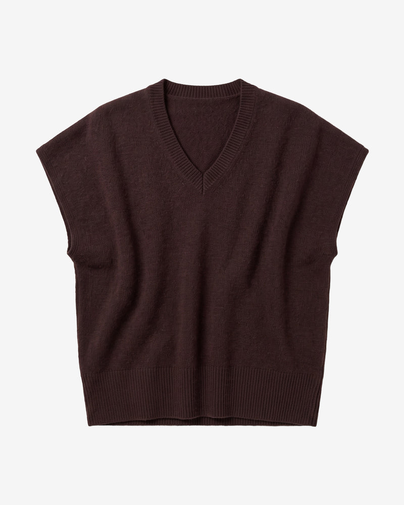 KnowledgeCotton Apparel - WMN Lambswool knit vest Knits 1487 Chocolate Torte
