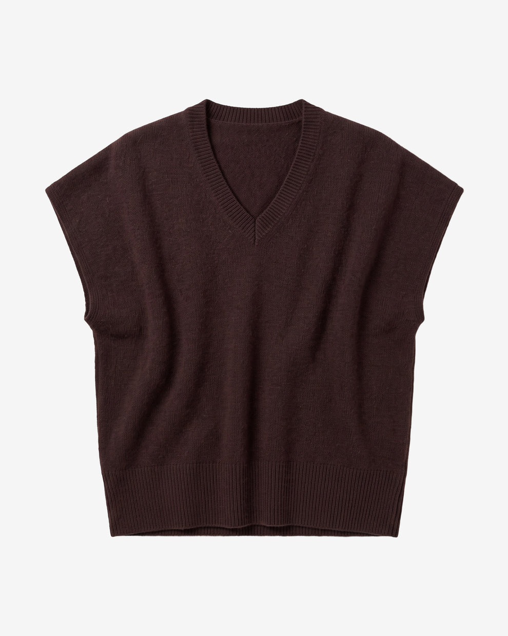 KnowledgeCotton Apparel - WMN Lambswool knit vest Knits 1487 Chocolate Torte