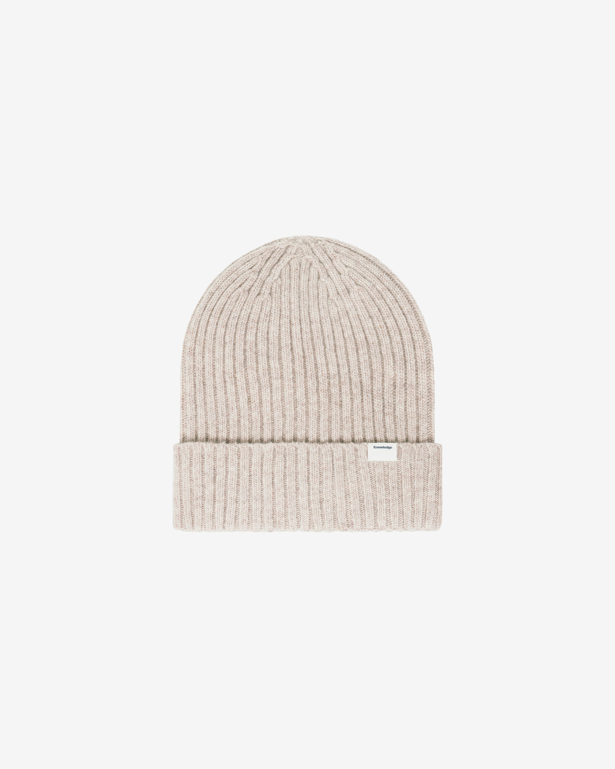 KnowledgeCotton Apparel - UNI Lambswool rib beanie Hats 1074 Nature Melange