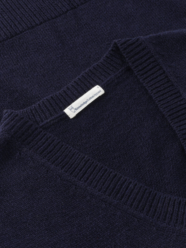 KnowledgeCotton Apparel - WMN Lambswool vest RWS Knits 1001 Total Eclipse